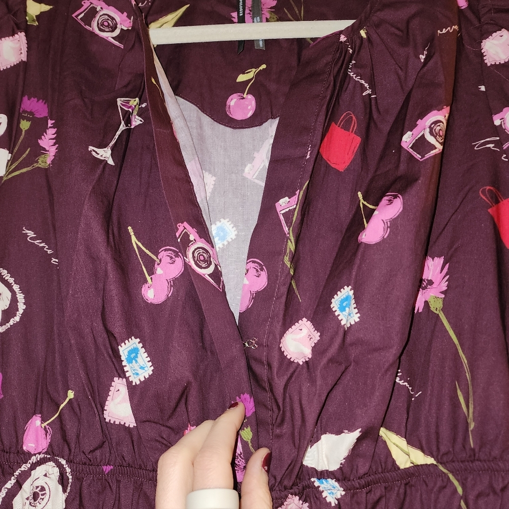 Chic Burgundy Patterned Dress - Picture 8 of 14